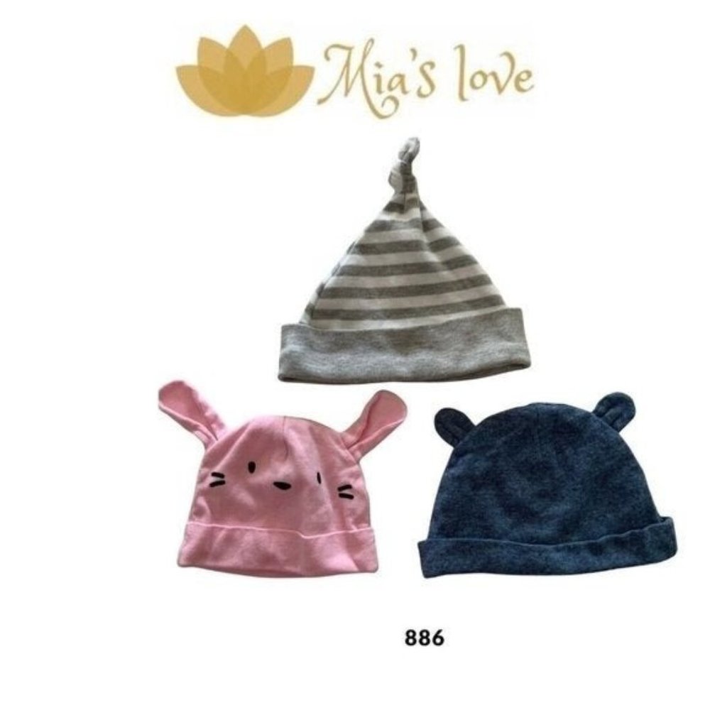 Gerber organic,Baby Boy Blue/Gray/Pink Caps/Hats, Size 0-6M;BABY SHOWER CLOTHES.